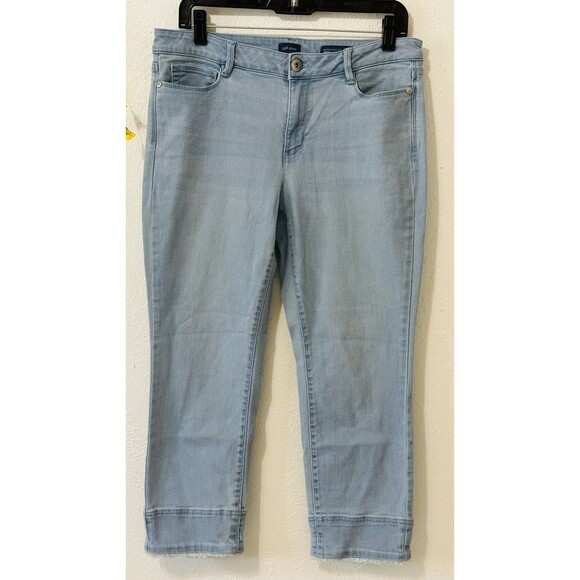 J Jill Denim Women Size 10 Authentic Fit Cropped Jeans Light Wash Frayed Hem - Picture 1 of 14